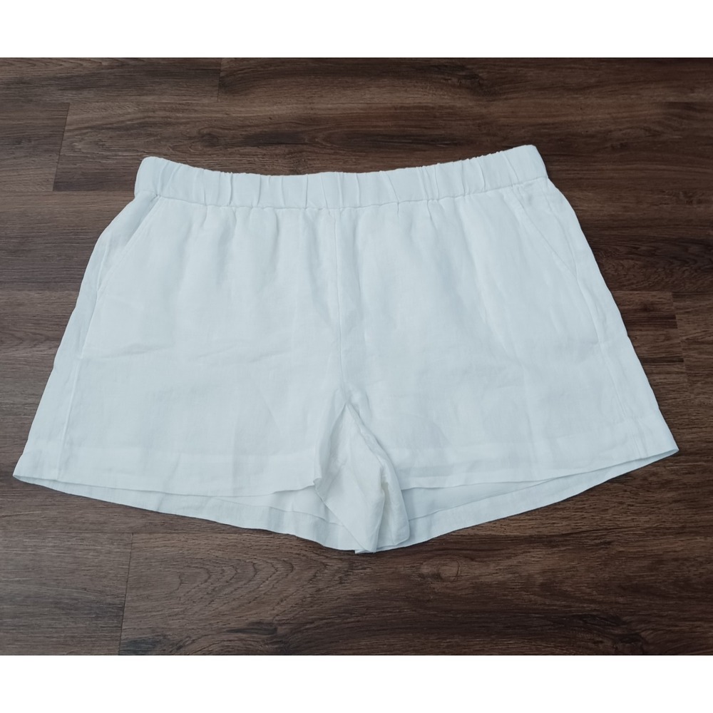 J.CREW Women's Tropez Lightweight White Linen Short‎ 2X CA384